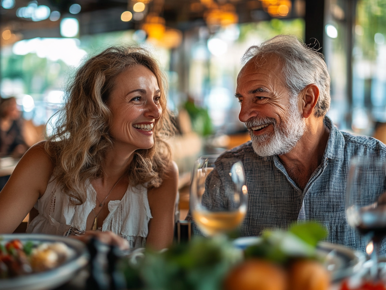 Пара старшого віку разом займається спортом та п'є смузі